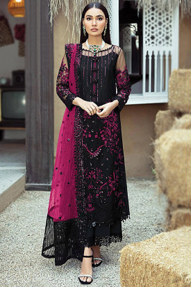 Black Georgette Embroidered Palazzo Suit LSTV119800