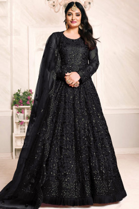 Black colour anarkali outlet