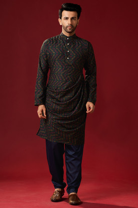 Black kurta red best sale pajama