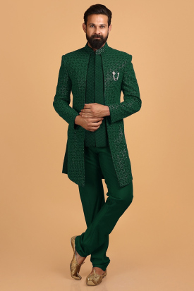 Buy Indo Western Green Indian Dresses Online for Men in USA