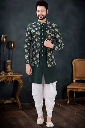 Buy Indo Western Green Indian Dresses Online for Men in USA Buy Indo Western Green Indian Dresses Online for Men in USA