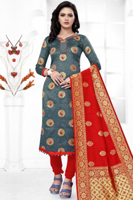 Brocade churidar top neck designs
