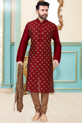 Maroon Kurta: Buy Maroon Kurta Pajama for Men Online USA