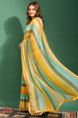 Chiffon mirror sales work saree