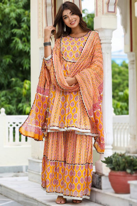 Buy Cotton Sharara Suits Dresses Pants Sets Online USA Worldwide