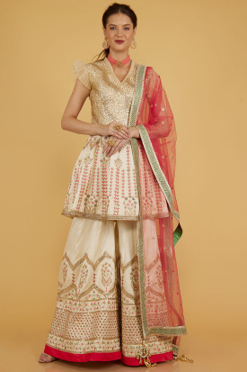 Dori Work Embroidered Soft Silk Light Pink Saree