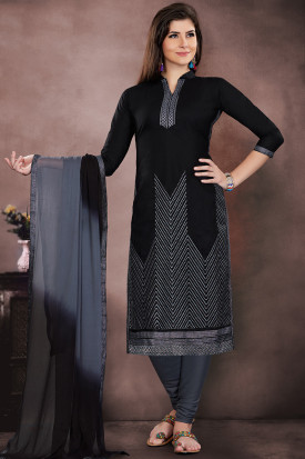 Black churidar top neck design