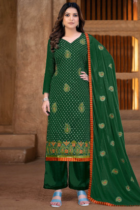 Dark green salwar kameez designs top