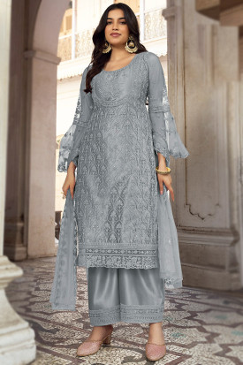Silver sale pakistani dress