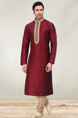 Shop Red Kurta Pajama for Men Andaaz Fashion USA Worldwide