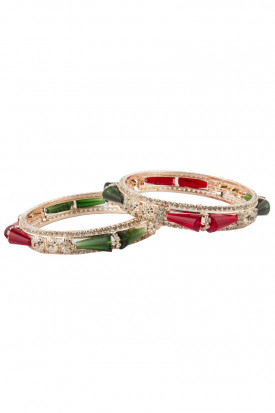 Stone studded discount gold bangles