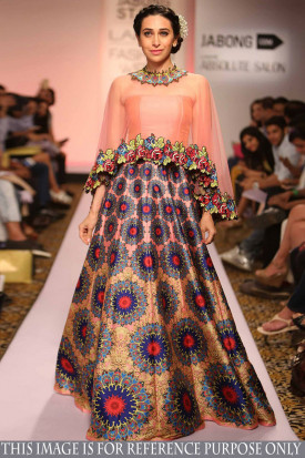Karishma Kapoor Pastel Pink Crepe Lehenga With Silk Choli