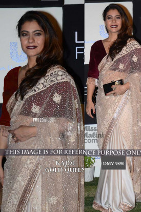 Bollywood Actress Kajol Off White Georgette Saree for Diwali Dmv9890