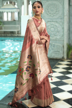 Silk Dusty Peach Saree