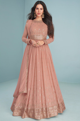 Light Pink Jacquard Printed Gown