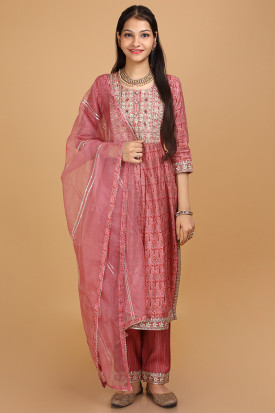 Buy Pink Printed Salwar Kameez Online for Women in USA