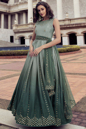 Sleeveless anarkali clearance gown