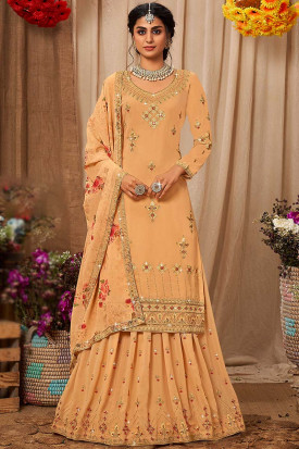Light orange 2025 colour lehenga
