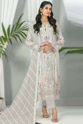 Fashionable Grey Georgette Trendy Fashioner Pakistani Trouser Salwar Suit Collection With Grey Georgette main image 1