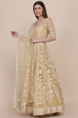 Gold Anarkali Dress Online: Latest Designs of Gold Anarkali Dresses Shopping