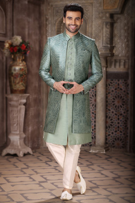 Light green best sale sherwani for groom