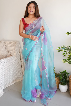 Fancy organza sarees online hotsell