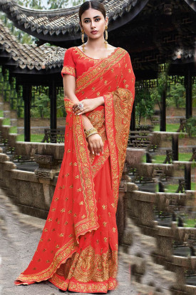 Buy Fenta Orange Art Silk Saree With Art Silk Blouse Online SARV08436 Andaaz Fashion