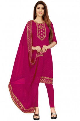 Georgette Woven Fancy Girls Suits, Pink at Rs 800 in Agra