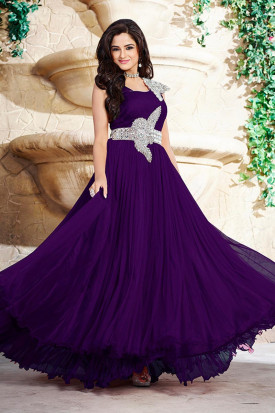 Purple Georgette Prom Dresses Gown Online DMV14999