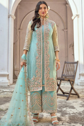 Buy Jacket Style Net Embroidered Pakistani Wedding Clothing Online for Women in USA