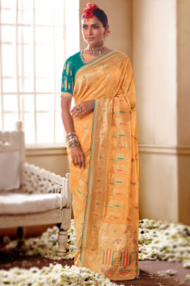 Dark Green Soft Silk Saree With Embroidered Lace border