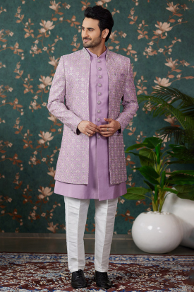 formal dress for men purple Lavender Mens Prom Suit 3 Pieces Wedding Groom Wedding Suits Formal Dress CB2348 US40 / 30
