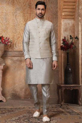 Designer kurta pajama with jacket for mens online clearance
