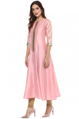 Pink kurti with golden leggings 2025