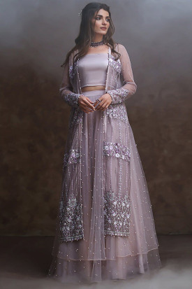 Buy Jacket Style net Full Sleeve Indian Dresses Online for Women in France