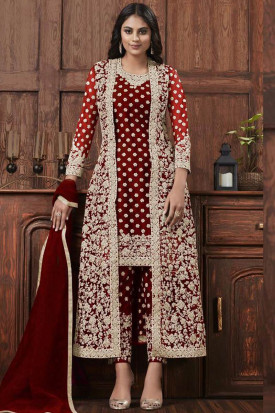 Salwar Kameez Collection Ethnic Jacket Style Net Salwar Kameez