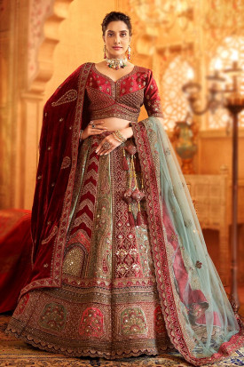 Multi colour bridal lehenga choli discount
