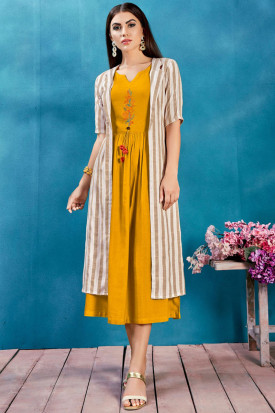 Buy Jacket Style Sleeveless Kurtis & Kurtas Online for Women