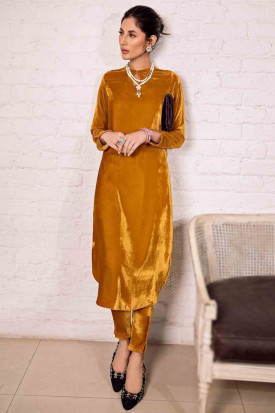 Mustard velvet suit shop