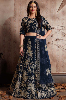 Blue velvet sales bridal lehenga