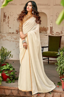 Handmade Off-White Chanderi Silk Top - Exquisite Design for Women –  panchakanya
