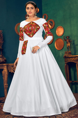 White designer outlet anarkali suit