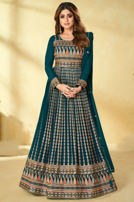 Peacock blue anarkali clearance