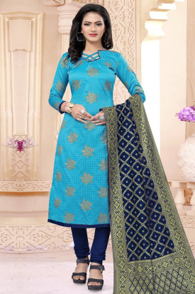 Silk Sky Blue Churidar Suit LSTV08911