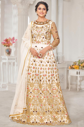 White on sale color anarkali