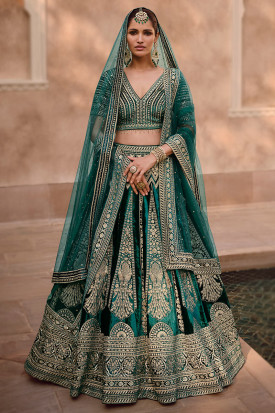 Shop Green Color Bridal Lehenga Choli Online Andaaz Fashion UK
