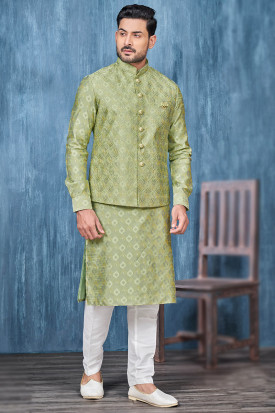 Light green kurta best sale pajama with jacket