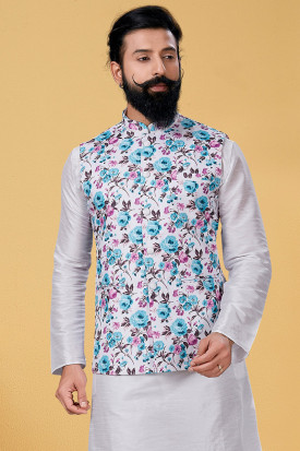 Mens printed waistcoat best sale