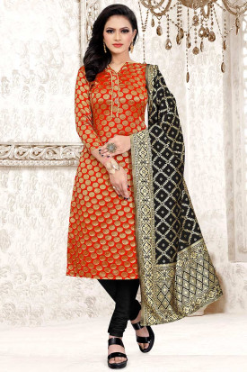 Black and orange churidar outlet