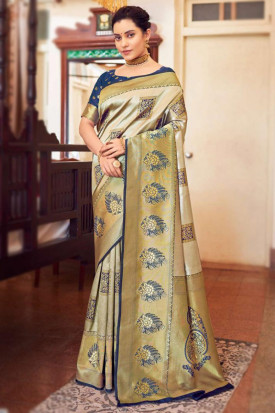 Buy 40/M Size Gold Sarees Online for Women in USA